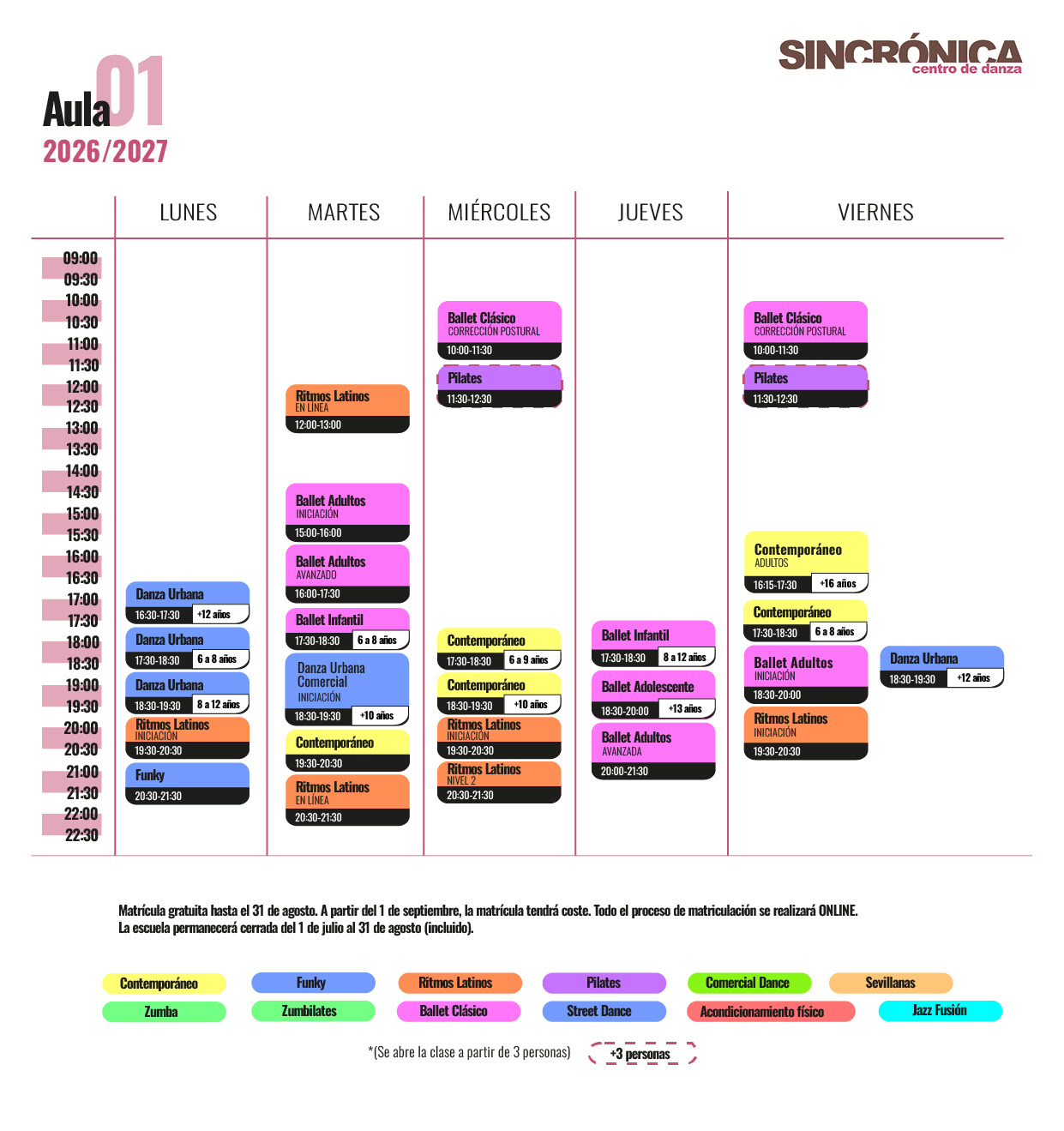 Horario Aula 01 SINCRONICA 26 27